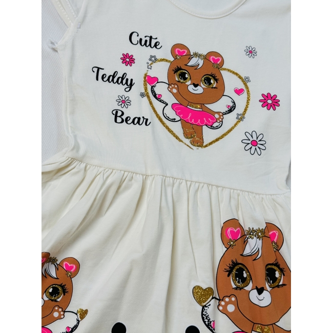 Sukienka dziecięca biała cute teddy bear 110